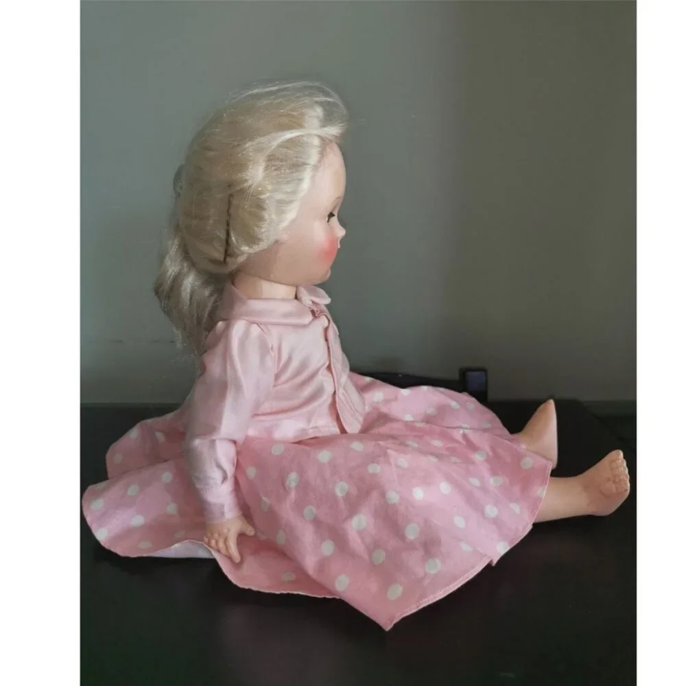 Vintage Ideal Doll P-19 Head and P-92 Body Blond Hair‎ In Pink Dress